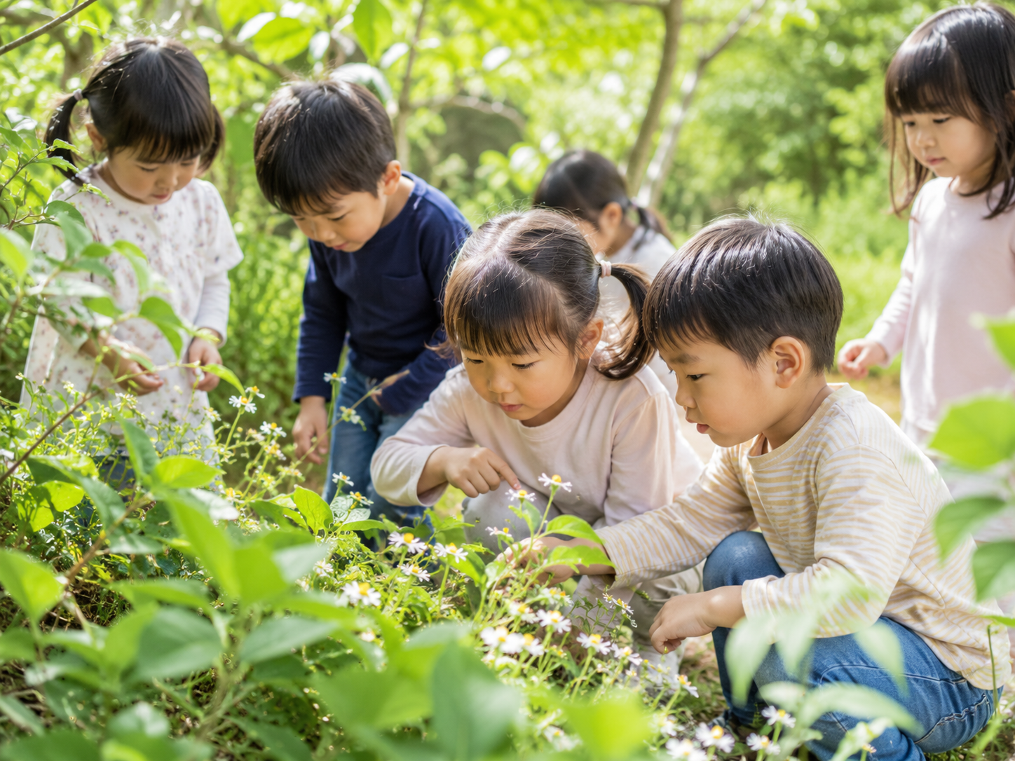 自然の中で遊ぶ子どもたち